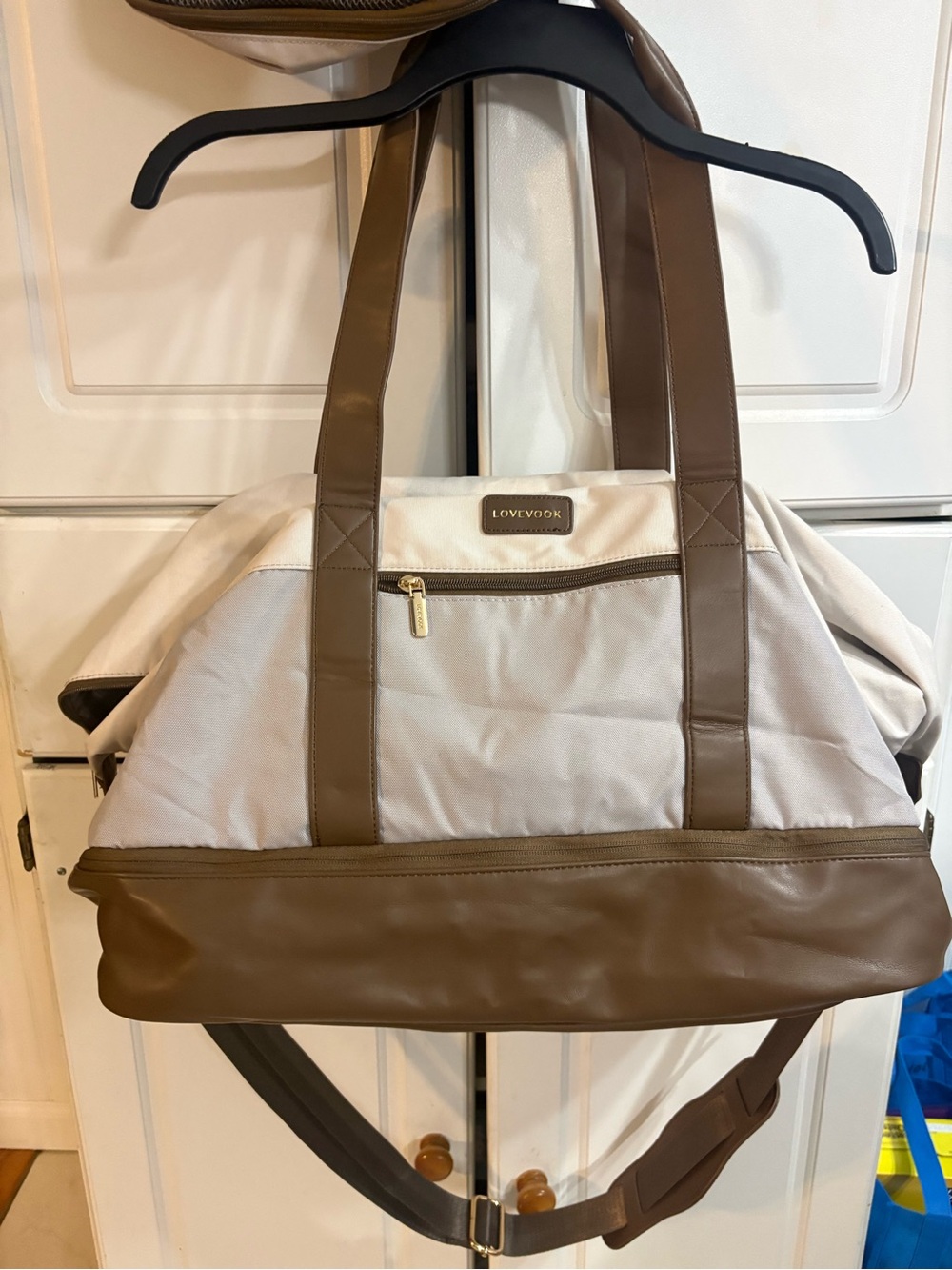 Brown and Cream Travel Duffel Bag